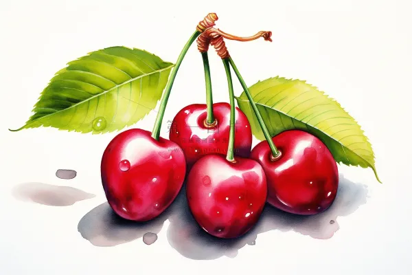 樱桃车厘子水果水彩插画插图背景