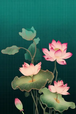 绿色简约清新莲花节气背景 绿色简约清新莲花节气背景