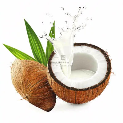 椰子汁飞溅新鲜果汁摄影图