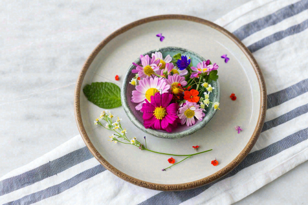 鲜花彩色花朵碟子摆盘简约摄影图 鲜花彩色花朵碟子摆盘简约摄影图