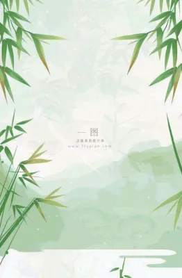 中国风插画山水竹叶青色插画清新淡雅端午节插画背景 中国风插画山水竹叶青色插画清新淡雅端午节插画背景