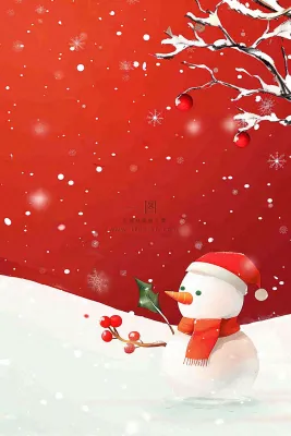 红色宫墙背景白色雪人梅花冬至新年春节小年喜庆卡通插画背景 红色宫墙背景白色雪人梅花冬至新年春节小年喜庆卡通插画背景