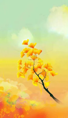 秋天黄了的银杏叶渐变色插画立秋秋分背景 秋天黄了的银杏叶渐变色插画立秋秋分背景