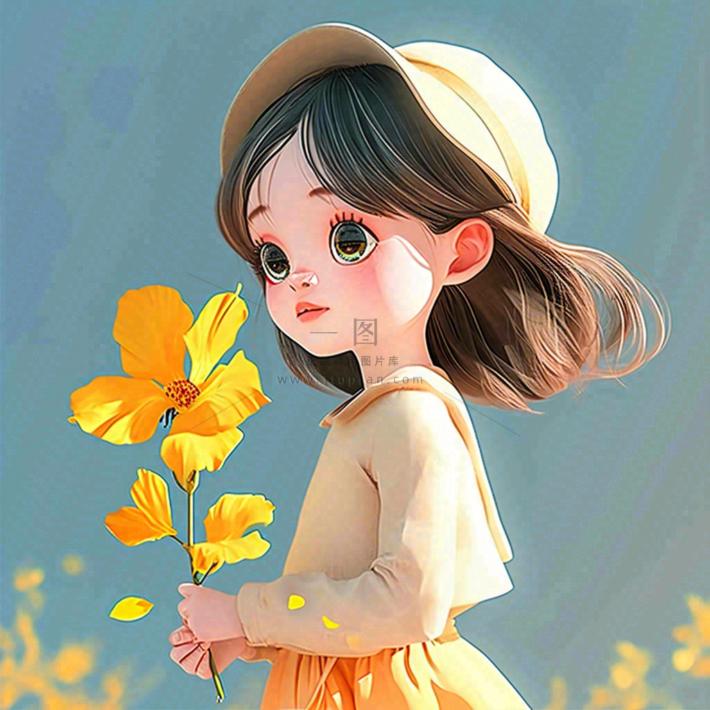 秋天秋叶飘落黄衣少女在欣赏美景,秋分