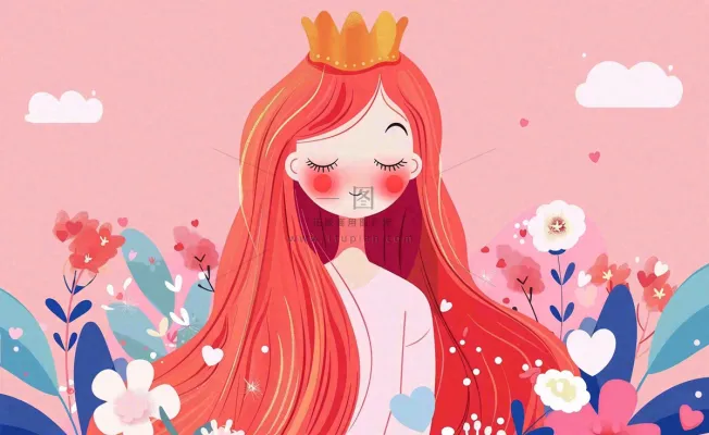 粉色鲜花女生节妇女节浪漫唯美插画背景