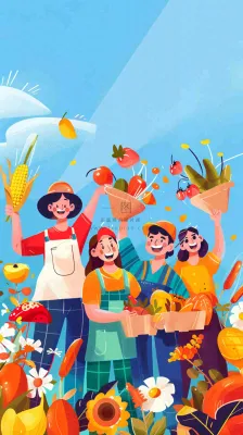 卡通插画劳动节职业人物形象插画背景