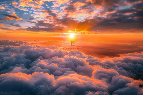 清晨日出朝霞云层摄影图 