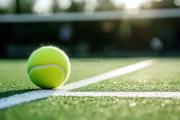 网球馆草地上的网球摄影图
