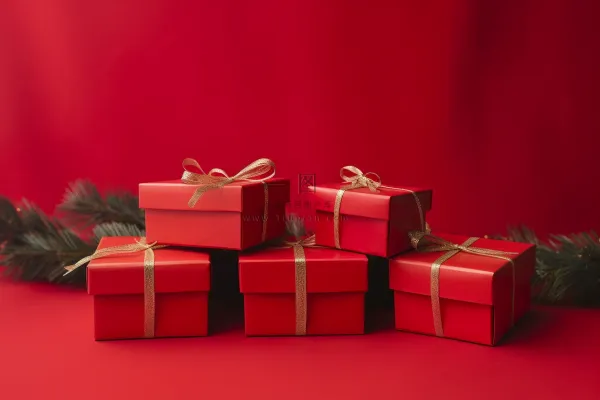 新年节日礼物红色礼盒圣诞摄影图 新年节日礼物红色礼盒圣诞摄影图