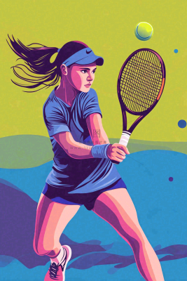 网球少女运动插画背景