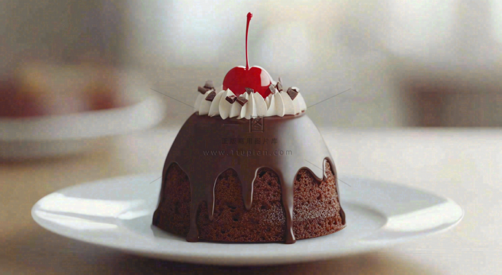 甜点巧克力小蛋糕布丁美食摄影图