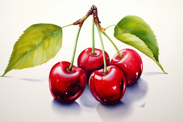 樱桃车厘子水果彩铅水彩插画插图背景
