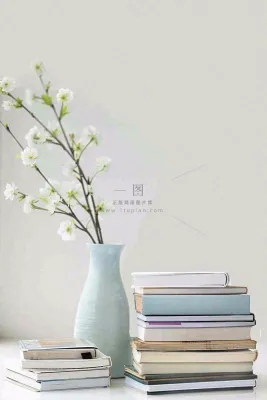 文静花瓶装饰书本阅读知识世界读书日摄影图