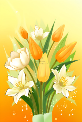 黄色渐变清新鲜花背景