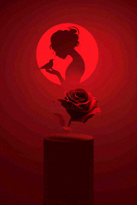 红色玫瑰花展台女生节女神妇女节情人节七夕插画背景