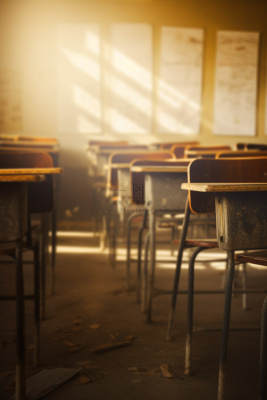 教室课桌光点摄影图