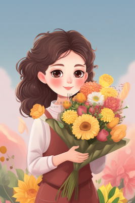 教师花束线条绘画背景 教师花束线条绘画背景