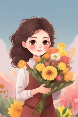 教师花束线条绘画背景 教师花束线条绘画背景
