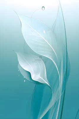 树叶露珠青色大气意境背景 树叶露珠青色大气意境背景