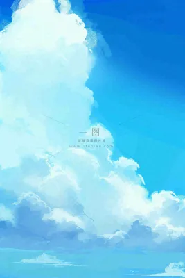 蓝天白云云层清新天空插画手绘