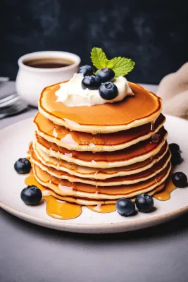 蜂蜜松饼塔美味糕点甜点摄影图