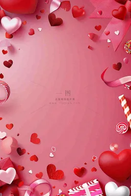粉色礼物爱心妇女节情人节七夕插画背景