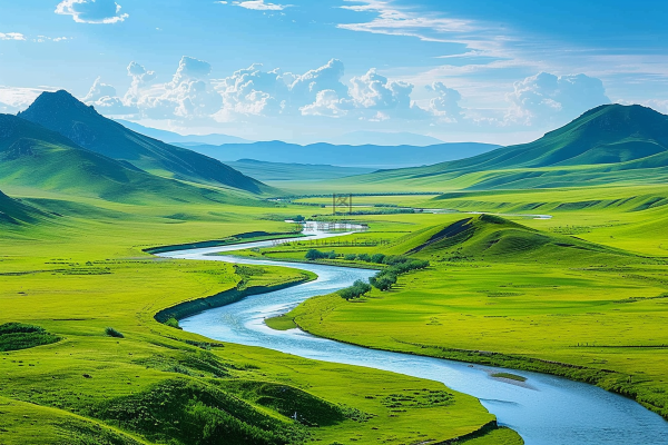 绿色湿地河流大自然风景摄影图