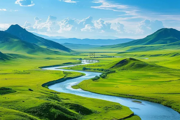 绿色湿地河流大自然风景摄影图