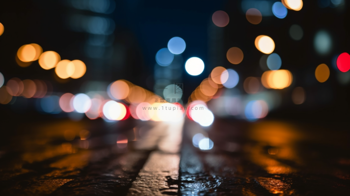 夜晚道路行驶闪光光影光圈摄影图