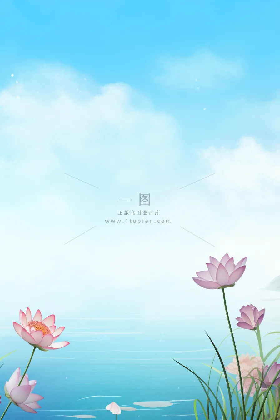 水墨大气国风荷花荷叶背景