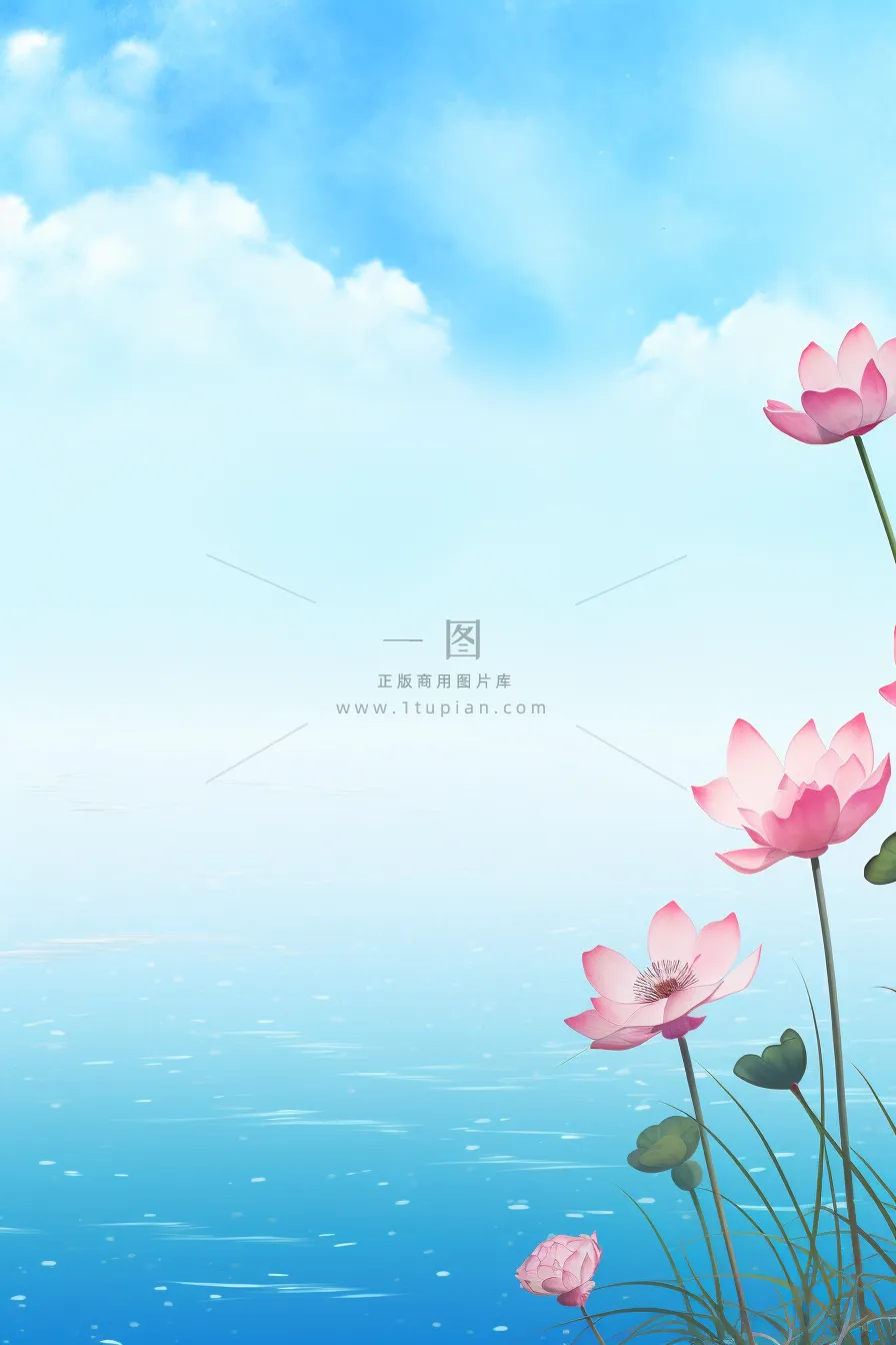 水墨大气国风荷花荷叶背景