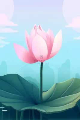 粉蓝色清爽夏日大气花朵扁平背景 粉蓝色清爽夏日大气花朵扁平背景