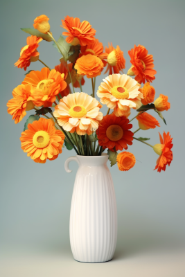 花瓶里的菊花小雏菊橘黄色家居摄影图