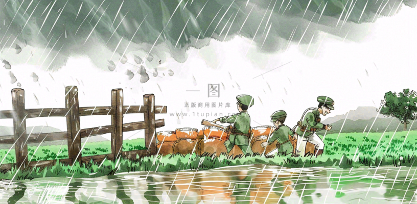 洪水自然灾害防洪预警摄影图