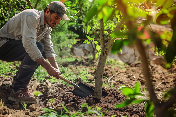 植树树苗保护环境摄影图