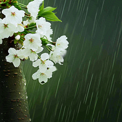 春天雨天白色花朵,雨水谷雨摄影图 春天雨天白色花朵,雨水谷雨摄影图
