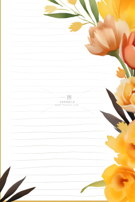 康乃馨黄色纸张笔唯美背景