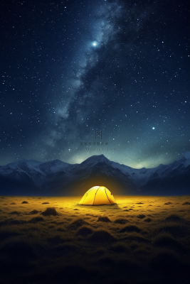 星空下的帐篷露营野外摄影图 