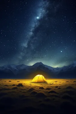 星空下的帐篷露营野外摄影图 