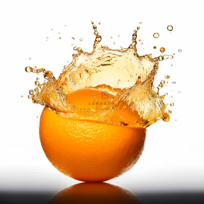 橙子果汁鲜榨果汁水花四溅摄影图