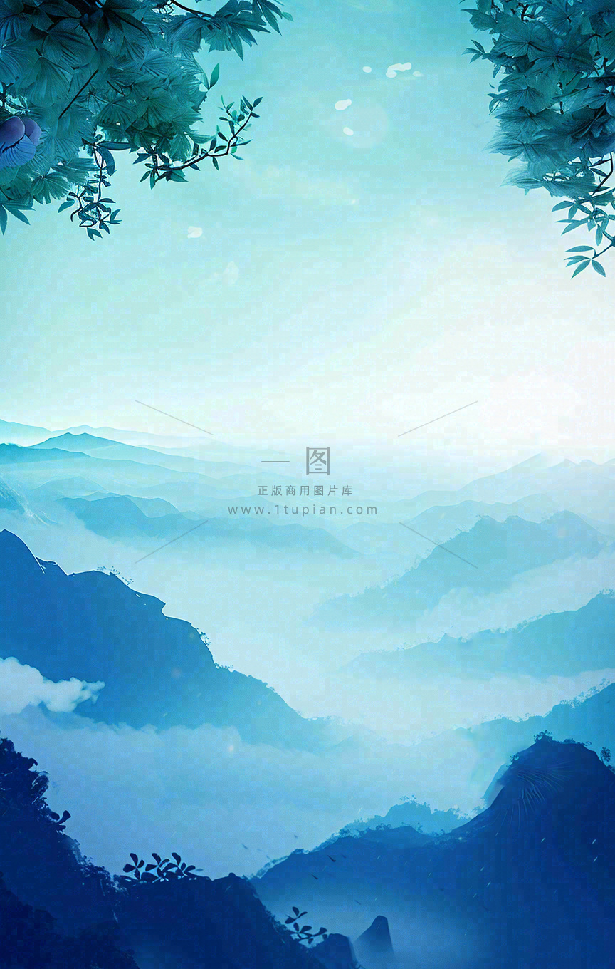 中国风云雾山脉河流湖面意境植物