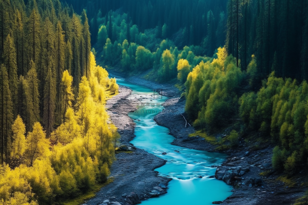 新疆美景喀纳斯河流山川摄影图