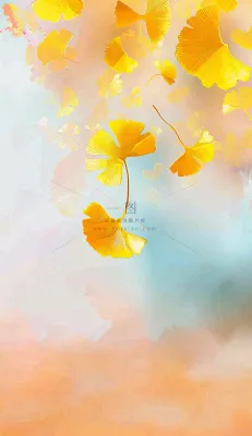 秋天黄了的银杏叶渐变色插画立秋秋分背景 秋天黄了的银杏叶渐变色插画立秋秋分背景
