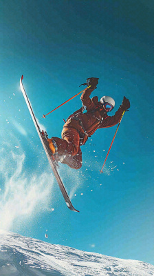 冬季冰雪极限滑雪旅行比赛，体育运动摄影图