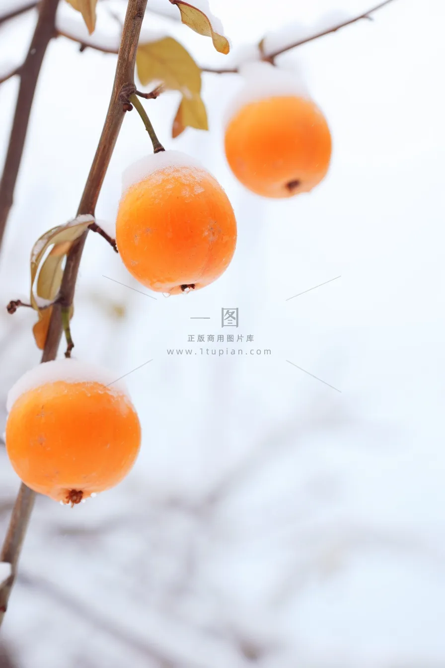 简约冬天树枝雪景背景