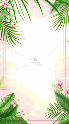 粉色鲜花绿植清新插画,书信书签邀请函 粉色鲜花绿植清新插画,书信书签邀请函