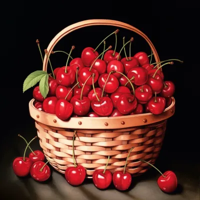 樱桃车厘子水果彩铅水彩插画插图背景