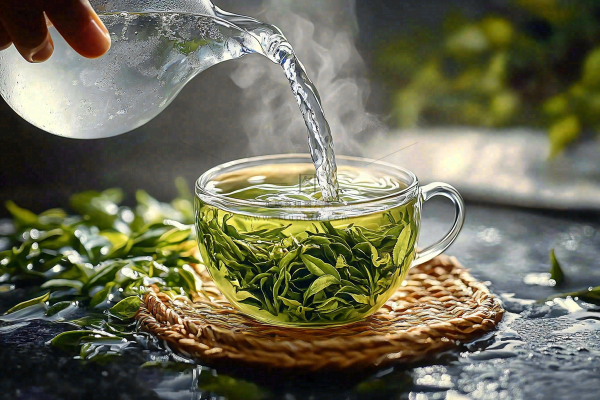 绿茶泡茶茶叶摄影图