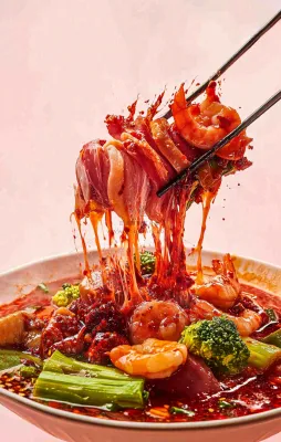 凉拌钵钵鸡水煮美食摄影图