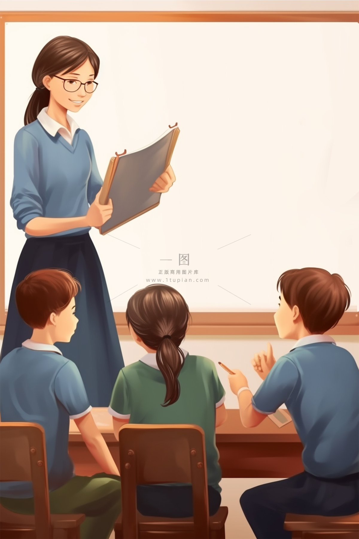 学生老师教学课堂清新海报背景